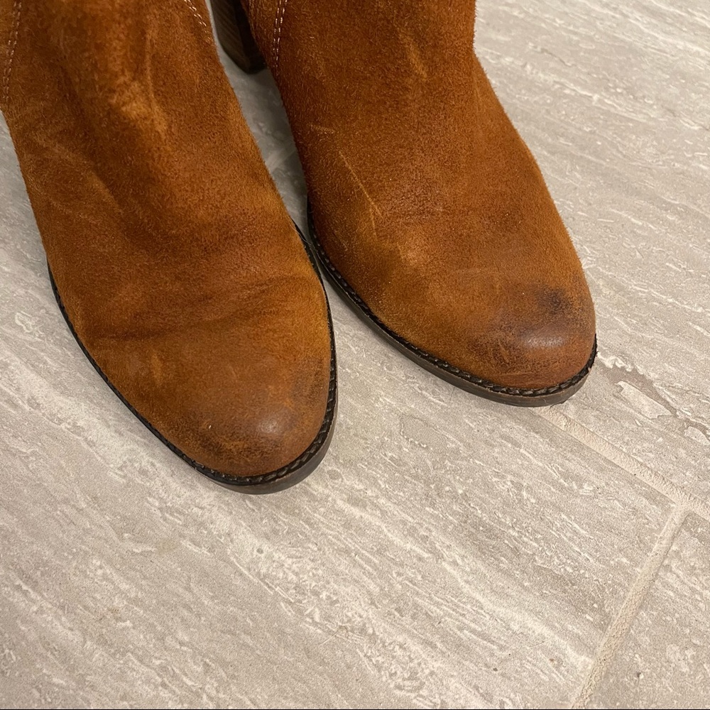 Honey Suede Fraco Sarto Booties - Picture 7 of 9